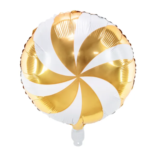 Folienballon rund - Candy Ballon gold-weiß - ø 45cm